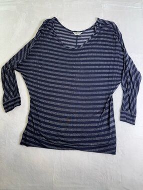 Hard Tail Navy and Gray Striped Long Sleeve Tee
